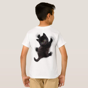 Schwarze Katzen klettern auf menschlichem Rücken T-Shirt