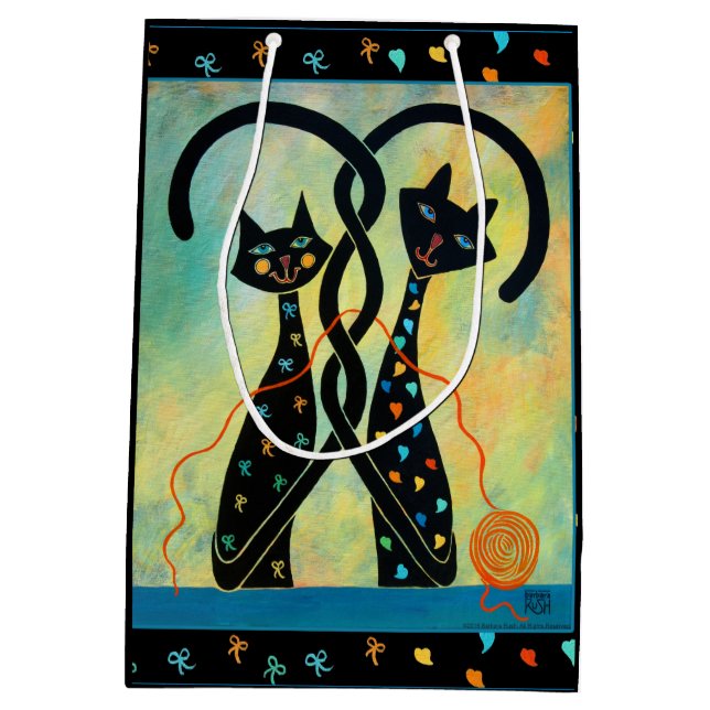 Schwarze Katzen-kontrolliertes Chaos - Mittlere Geschenktüte (Rückseite)