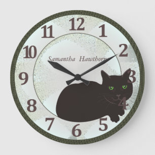 Schwarze Katzen-kundenspezifische große runde Wanduhr