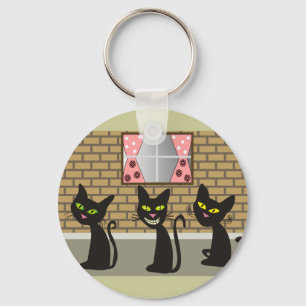 Schwarze Katzen-Kunst-Geschenke "wir drei Freunde Schlüsselanhänger