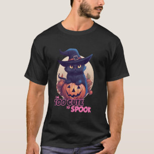 Schwarze Katzen-Kürbis Ich bin zu süß zum Spuken V T-Shirt