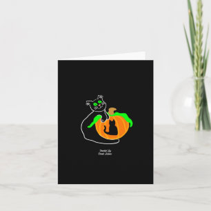 Schwarze Katzen-Kürbis Kleine Vertikale Grußkarte Karte