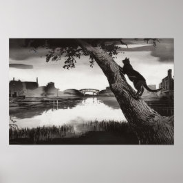 Schwarze Katzen Landschaft Wash Poster Wand an Wan