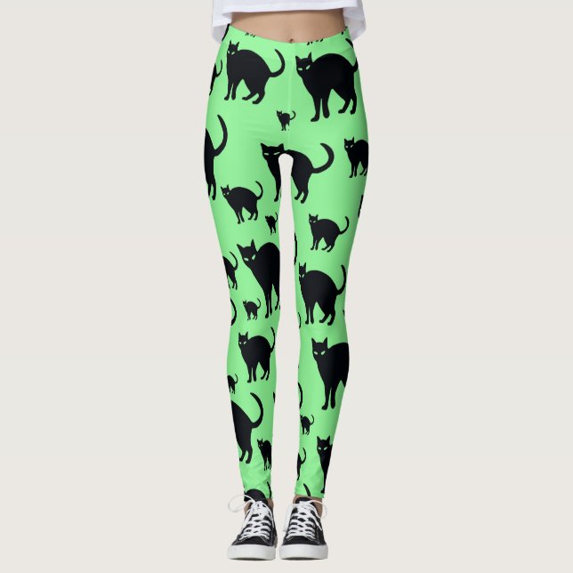 Schwarze Katzen Leggings (Vorderseite)