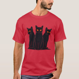 Schwarze Katzen leuchtende Augen Gruselige süße Ka T-Shirt