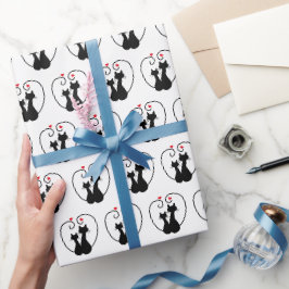 Schwarze Katzen Liebe Herz Geschenkpapier