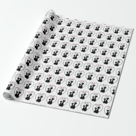 Schwarze Katzen Liebe Herz Geschenkpapier