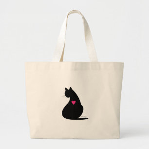 Schwarze Katzen-Liebe Jumbo Stoffbeutel