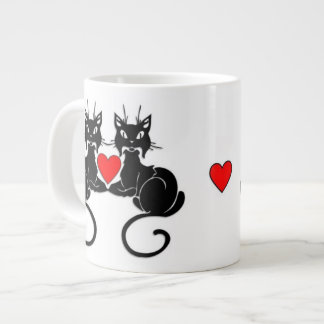 Schwarze Katzen-Liebe Jumbo-Tasse