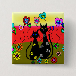 Schwarze Katzen-Liebhaber-Kunst-Geschenke Button