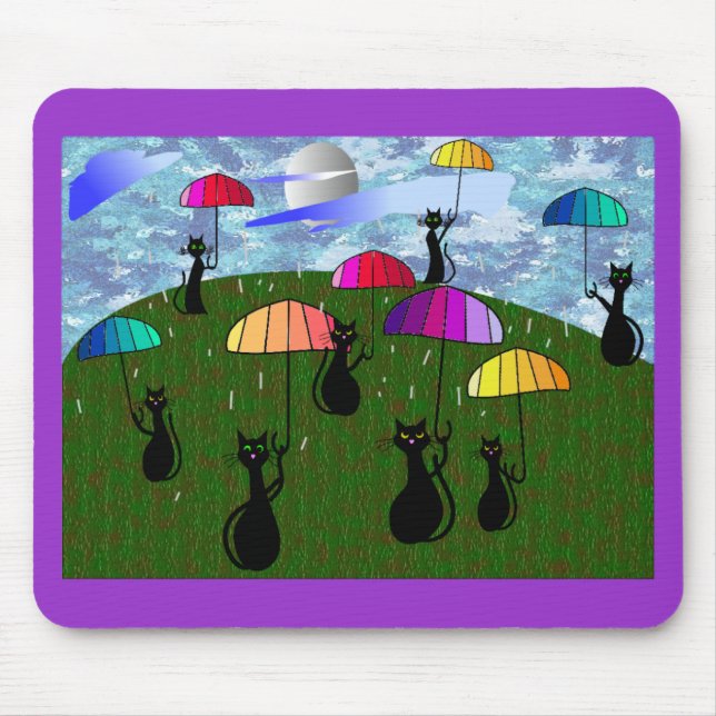 Schwarze Katzen-Liebhaber-Kunst-Geschenke Mousepad (Vorne)