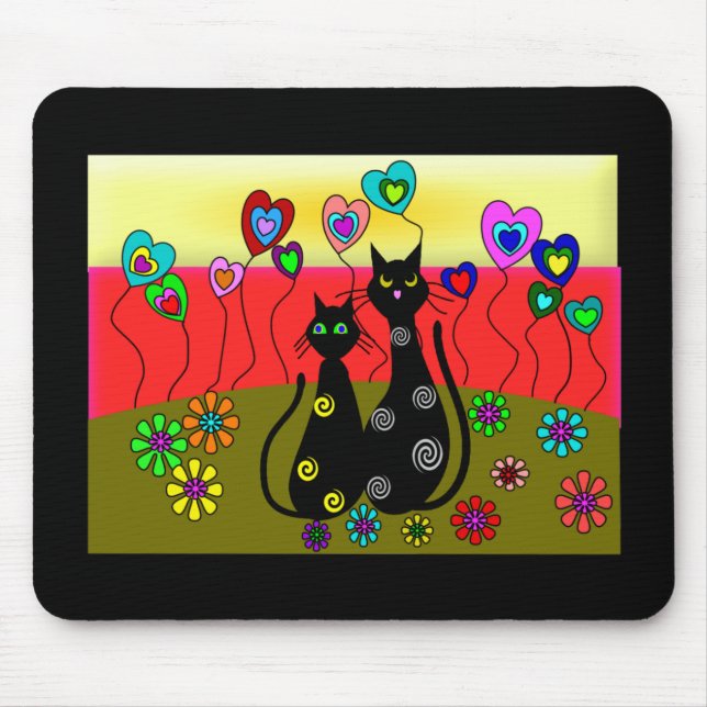 Schwarze Katzen-Liebhaber-Kunst-Geschenke Mousepad (Vorne)