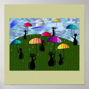 Schwarze Katzen-Liebhaber-Kunst-Geschenke Poster