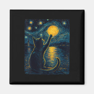 Schwarze Katzen Liebhaber Sternennacht Vincent Van Magnet