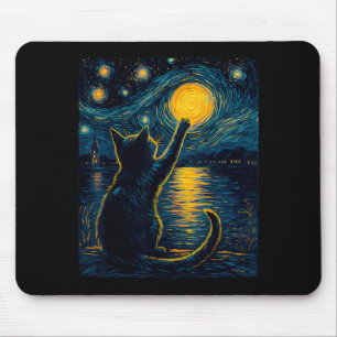 Schwarze Katzen Liebhaber Sternennacht Vincent Van Mousepad