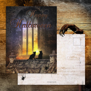 Schwarze Katzen Magische Halloween-Postkarte Postkarte