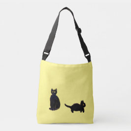 Schwarze Katzen Malerei Niedlich Kitty Personalisi Tragetaschen Mit Langen Trägern