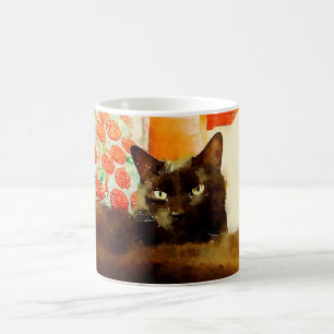 Schwarze Katzen-Malerei-Tasse Tasse