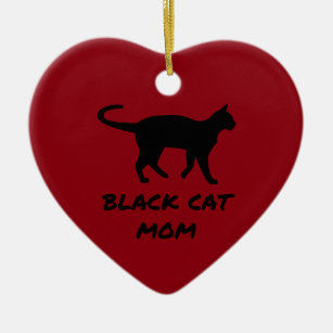 Schwarze Katzen-Mama Keramikornament