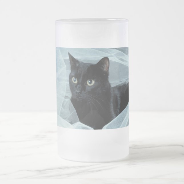 Schwarze Katzen-mattierte Tasse (Mittel)