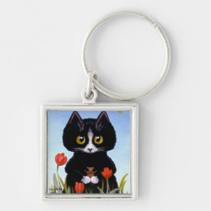 Schwarze Katzen-Mäusetulpe-Schlüsselkette durch Schlüsselanhänger