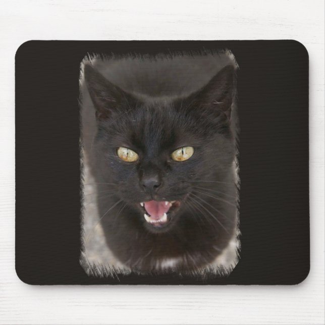 Schwarze Katzen-Mausunterlage Mousepad (Vorne)