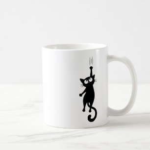 Schwarze Katzen-Minimalist-Wandkunst Druckbar, Süß Kaffeetasse