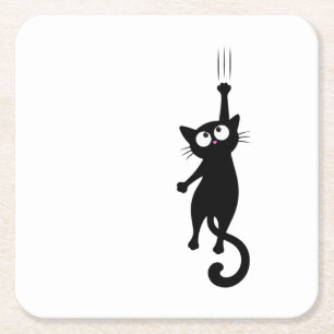 Schwarze Katzen-Minimalist-Wandkunst Druckbar, Süß Rechteckiger Pappuntersetzer