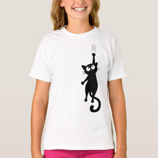 Schwarze Katzen-Minimalist-Wandkunst Druckbar, Süß T-Shirt