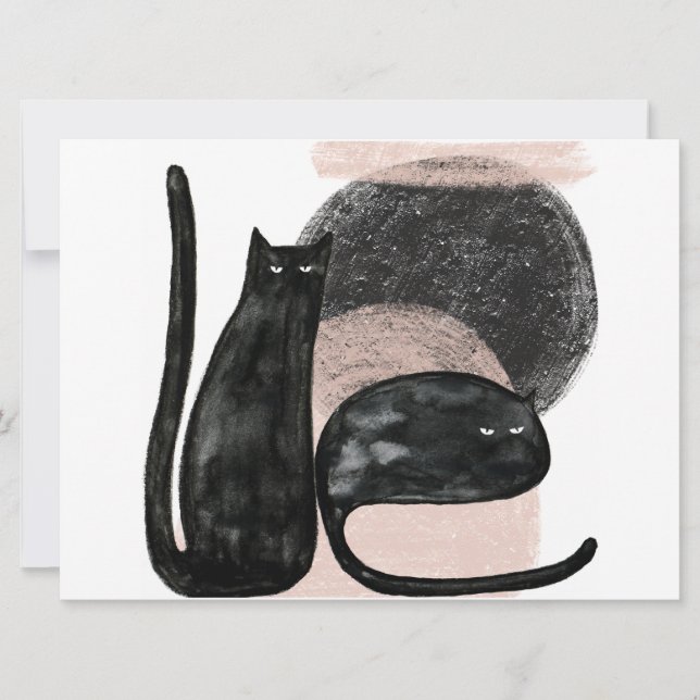 Schwarze Katzen minimalistische Illustration, Katz Karte (Vorderseite)
