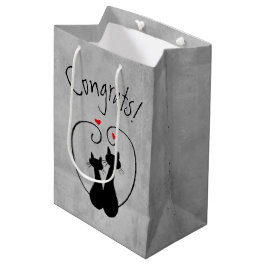 Schwarze Katzen mit Herz Mittlere Geschenktüte