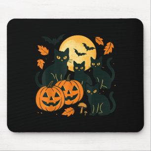 Schwarze Katzen mit Jack O Lanterns Mond und Flede Mousepad