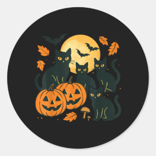 Schwarze Katzen mit Jack O Lanterns Mond und Flede Runder Aufkleber