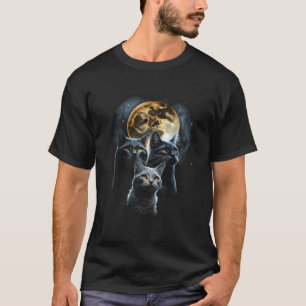 Schwarze Katzen Mond Grafik T-Shirts Männer Frauen