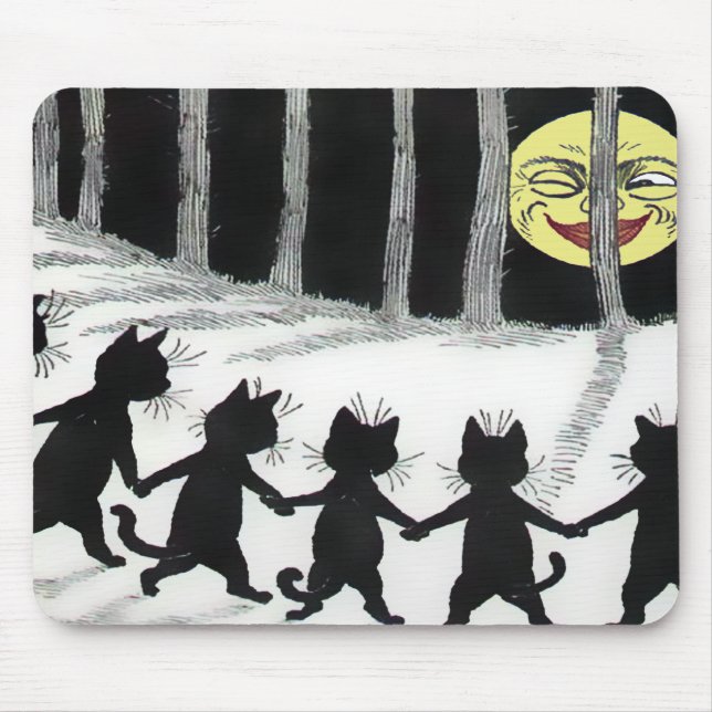 Schwarze Katzen-Mond Mousepad Louis Wain (Vorne)