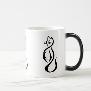 Schwarze Katzen-Morphing-Keramik-Tasse Verwandlungstasse