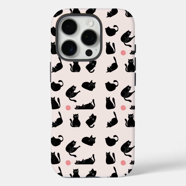 Schwarze Katzen Muster Case-Mate iPhone Hülle (Rückseite)