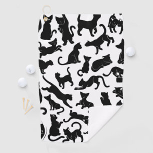 Schwarze Katzen-Muster Golfhandtuch
