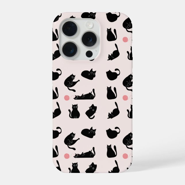 Schwarze Katzen Muster iPhone Hülle (Rückseite)