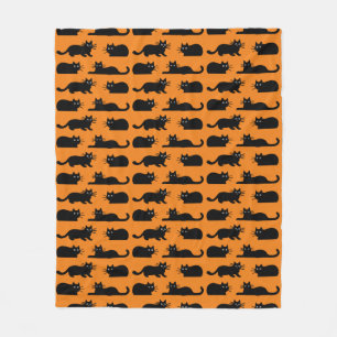 Schwarze Katzen Muster Kätzchen Schwarz und Oran Fleecedecke