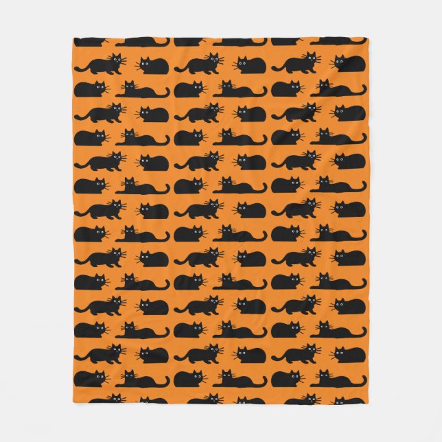 Schwarze Katzen Muster | Kätzchen Schwarz und Oran Fleecedecke (Vorderseite)