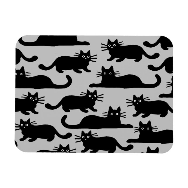 Schwarze Katzen Muster Magnet (Horizontal)