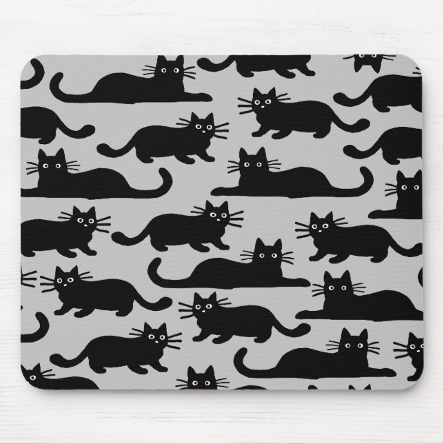 Schwarze Katzen Muster Mousepad (Vorne)