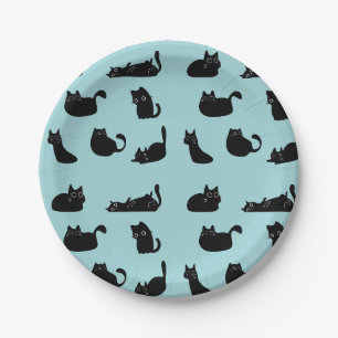 Schwarze Katzen Muster Pappteller