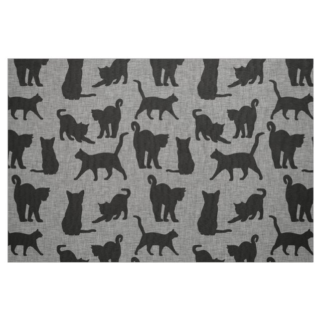 Schwarze Katzen Muster Schwarz und Grau Stoff (Fat Quarter (45,7 x 55,9 cm))