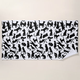 Schwarze Katzen-Muster Strandtuch