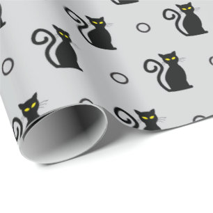 Schwarze Katzen Nahtlose leichte Graue Halloween-G Geschenkpapier