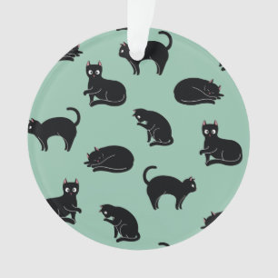 Schwarze Katzen Nahtloses Muster Ornament
