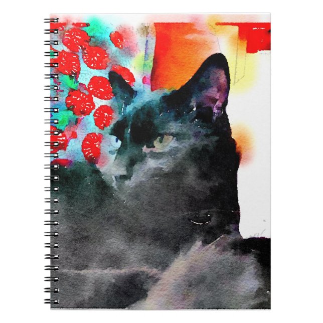 Schwarze Katzen-Notizbuch Notizblock (Vorderseite)