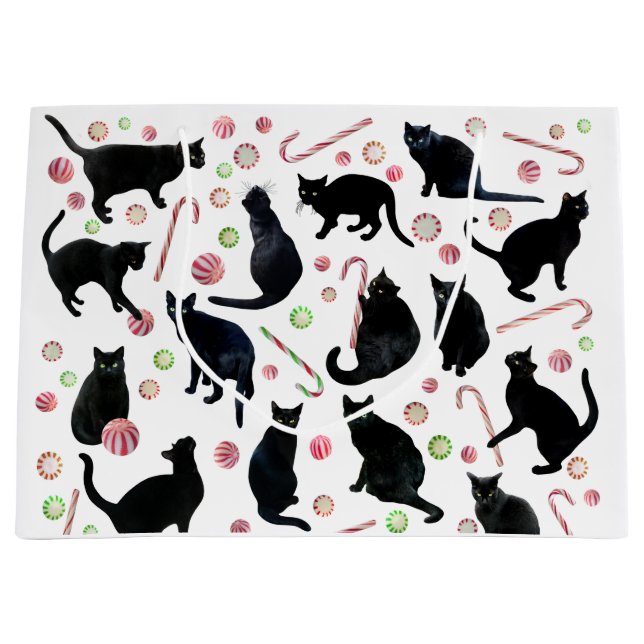 Schwarze Katzen Pfefferminz Geschenktüte (Vorderseite)